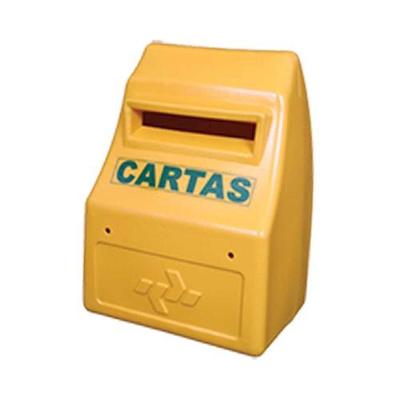 Caixa Para Correio Amarela Plastipan 255x180x150mm Com Porta 120mm - Cartas E Símbolo Dos Correios