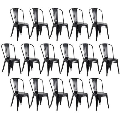 Kit 16 Cadeiras Design Industrial Preto Semibrilho