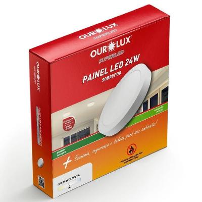 Painel Abs Led Sobrepor 24 Watts Bivolt 4000k Redondo - 02911a - Ourolux