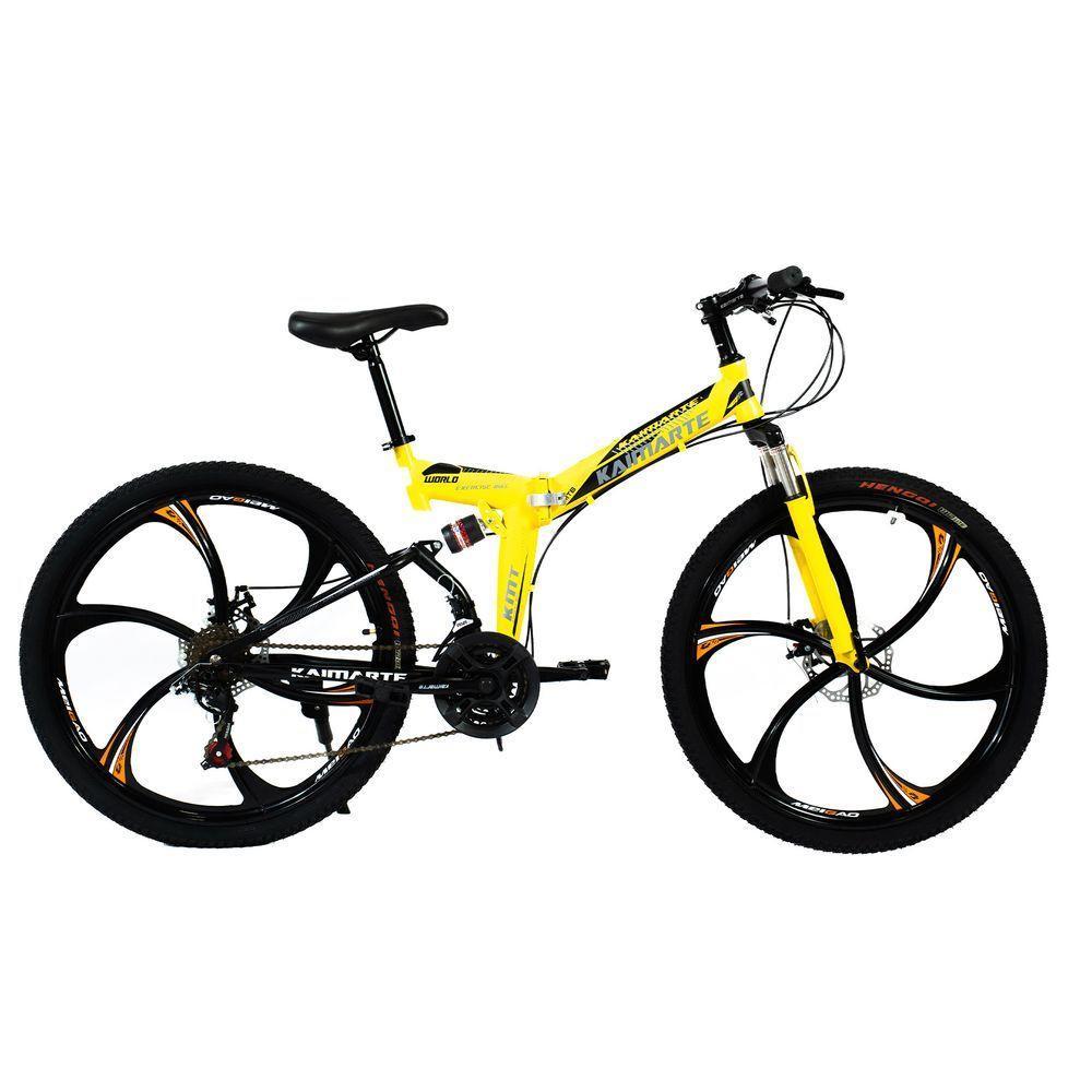 Bicicleta Aro 26 Amarela Freio Disco Bike Dobrável Easyfold 21 Marchas Roda Magnésio Wct Fitness - 1