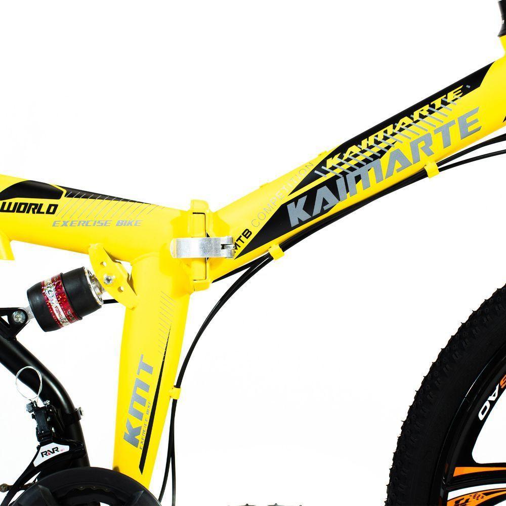 Bicicleta Aro 26 Amarela Freio Disco Bike Dobrável Easyfold 21 Marchas Roda Magnésio Wct Fitness - 4