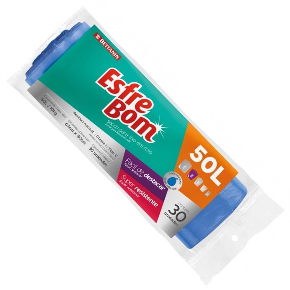 Saco Para Lixo Esfrebom 50 Litros Rolo Com 30 Unidades - Bt307 - Bettanin Saco P-lixo Esfrebom 50l Rolo C-30 Bett Bt307 - 1