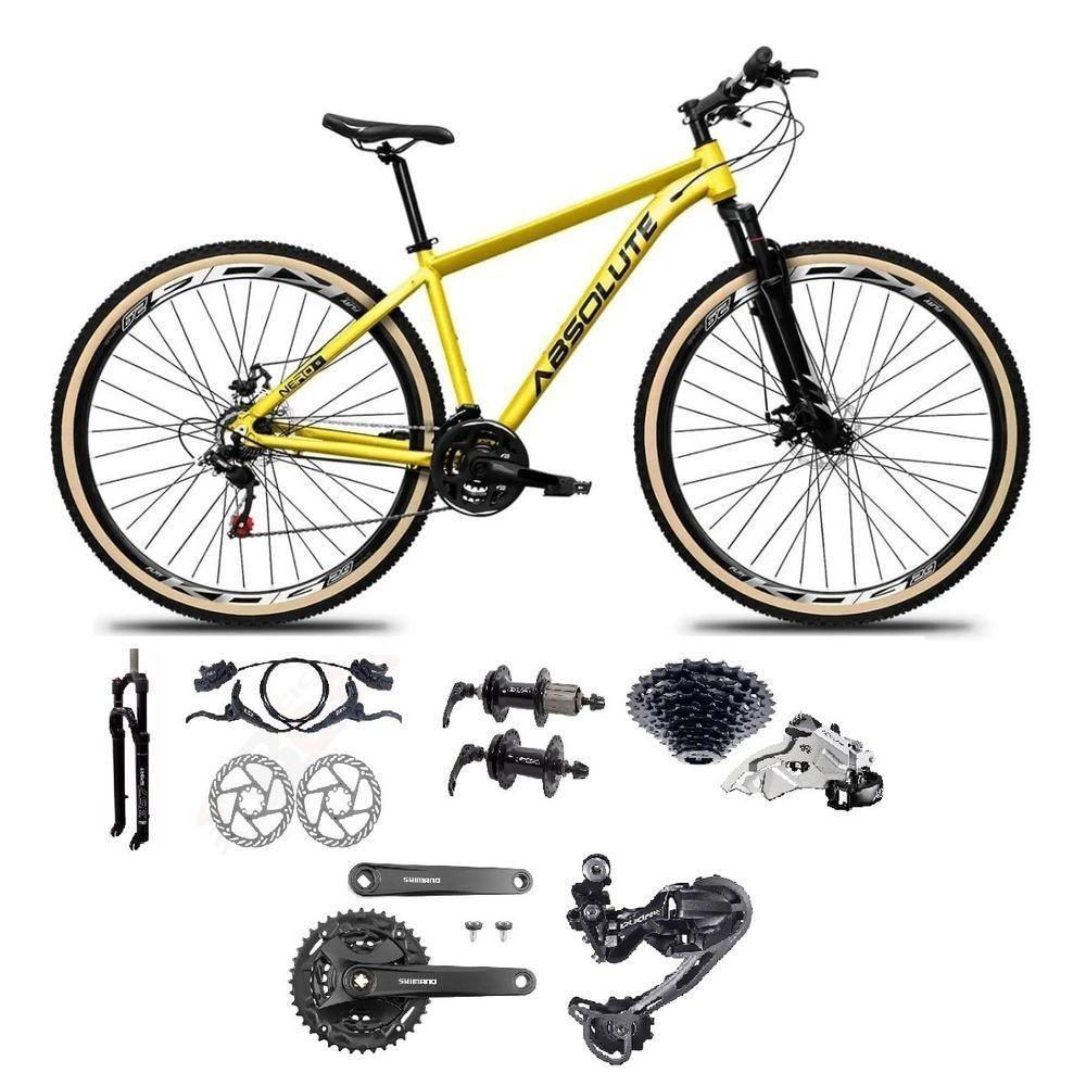 Bicicleta Aro 29 Absolute Nero 5 Câmbios Shimano Deore/altus 27v Freio A Oléo Garfo C/trava Pneu C/faixa -amarelo Tam.17 - 1