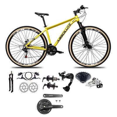 Bicicleta Aro 29 Absolute Nero 5 Câmbios Shimano Alívio/altus 27v Freio A Oléo Garfo Trava Pneu C/faixa -amarelo Tam.19