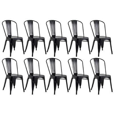 Kit 10 Cadeiras Design Industrial Preto Semibrilho