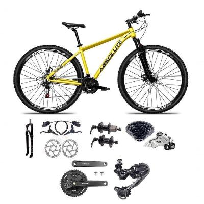 Bicicleta Aro 29 Absolute Nero 5 Câmbios Shimano Deore E Altus 27v Freio Hidraulico Garfo C/trava -amarelo Tam.19