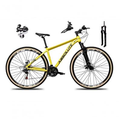 Bicicleta Aro 29 Absolute Nero 5 Câmbio Shimano 24v Acera K7 Garfo Trava Freio A Disco Pneu C/faixa - Amarelo Tam.21