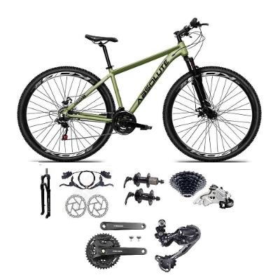 Bicicleta Aro 29 Absolute Nero 5 Câmbios Shimano Deore E Altus 27v Freio Hidraulico Garfo C/trava -oliva Tam.19