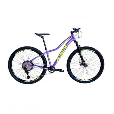 Bicicleta Aro 29 Ksx Sd7 Feminina 12v Garfo Com Trava K7 11/50 Freios Hidráulicos Kit 1x12 - Lilas/amarelo Tam. 17