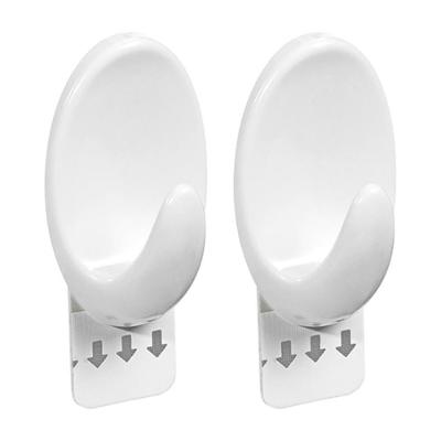 Gancho Oval Plástico Branco Com Adesivo M - 2 Unidades - Or30112 - Ordene