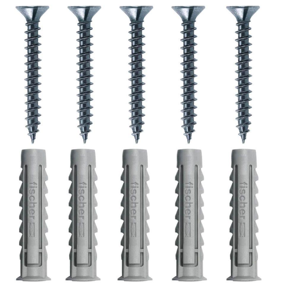 Cartela Com Buchas De Nylon Sx 8x40mm E Parafusos Cabeça Chata Com 5 Peças - 603054 - Fischer - 1