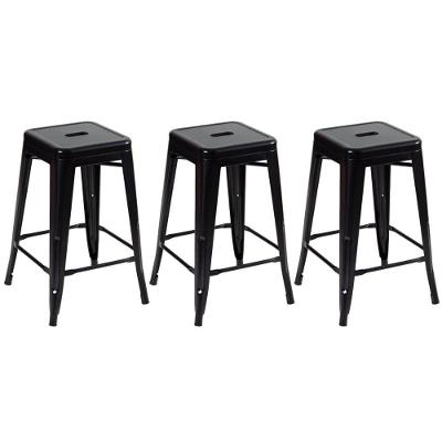 Kit 3 Banquetas Médias Iron Tolix 61 Cm Preto Preto