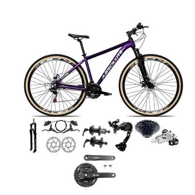 Bicicleta Aro 29 Absolute Nero 5 Câmbios Shimano Alívio/altus 27v Freio A Oléo Garfo Trava Pneu C/faixa -roxo Tam.19
