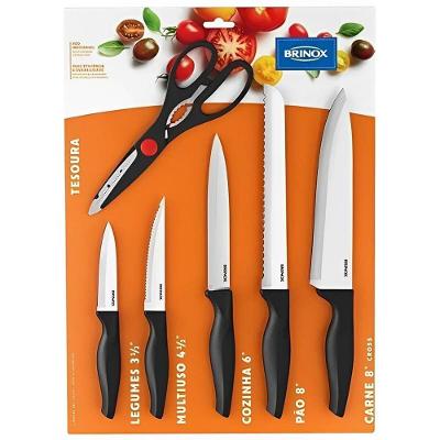 Conjunto De Facas Com 6 Peças Cross Preto - 2556-310 - Brinox