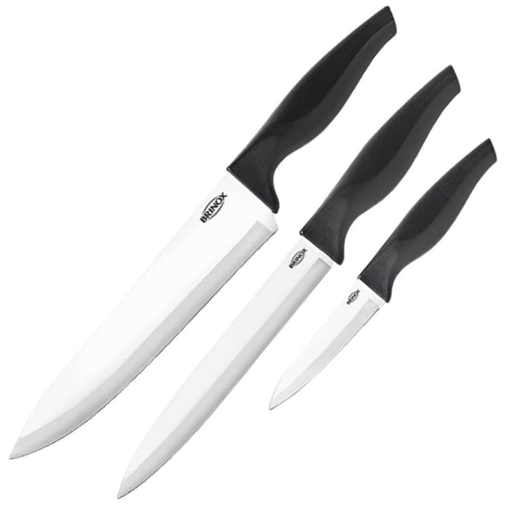 Conjunto De Facas Com 3 Peças Cross Preto - 2556-309 - Brinox - 1