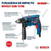 Furadeira De Impacto Gsb 13 Reversível Bivolt - 06012b80z0-000 - Bosch Furadeira De Impacto Gsb 13 Re Bivolt - 4