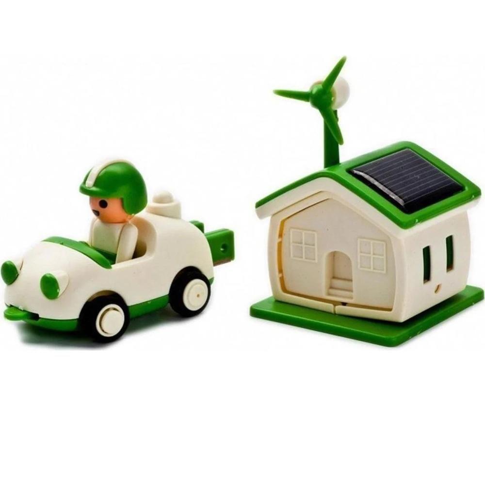 Kit Robo Carrinho E Casa Solar Brinquedo Infantil 3 Em 1 Robotica Com Catavento Educativo Recarregavel - 1