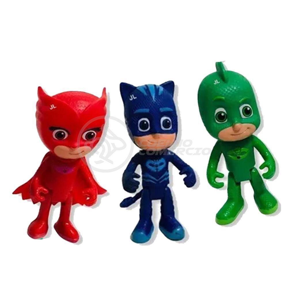 Kit 3 Bonecos Brinquedos Pjmasks Grande Articulados 14cm-Menino Gato, Corujita, Lagartixo - 3