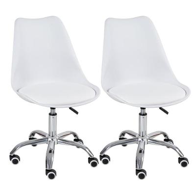 Kit 2 Cadeiras Com Rodízios Tulipa Office Escritório Branco Branco