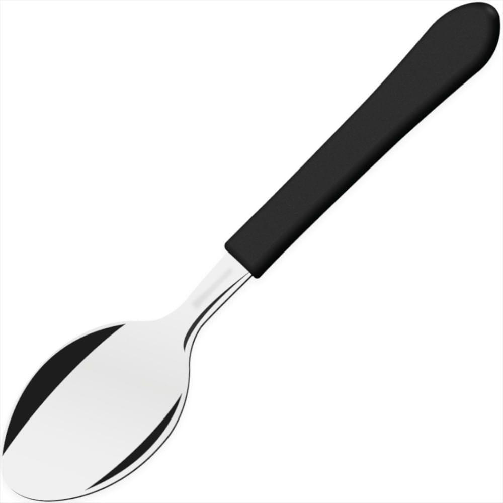 Colher De Mesa Em Aço Inox E Cabo Preto Da Linha Leme - 23183400 - Tramontina Colher De Mesa Inox Leme 23183-400 Tramo - 1