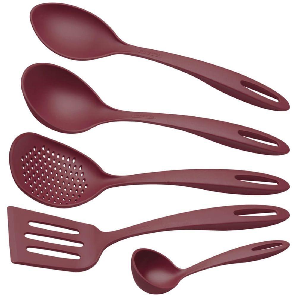 Jogo De Utensílios Ability Em Nylon Vermelho Com 5 Peças - 25199707 - Tramontina - 1