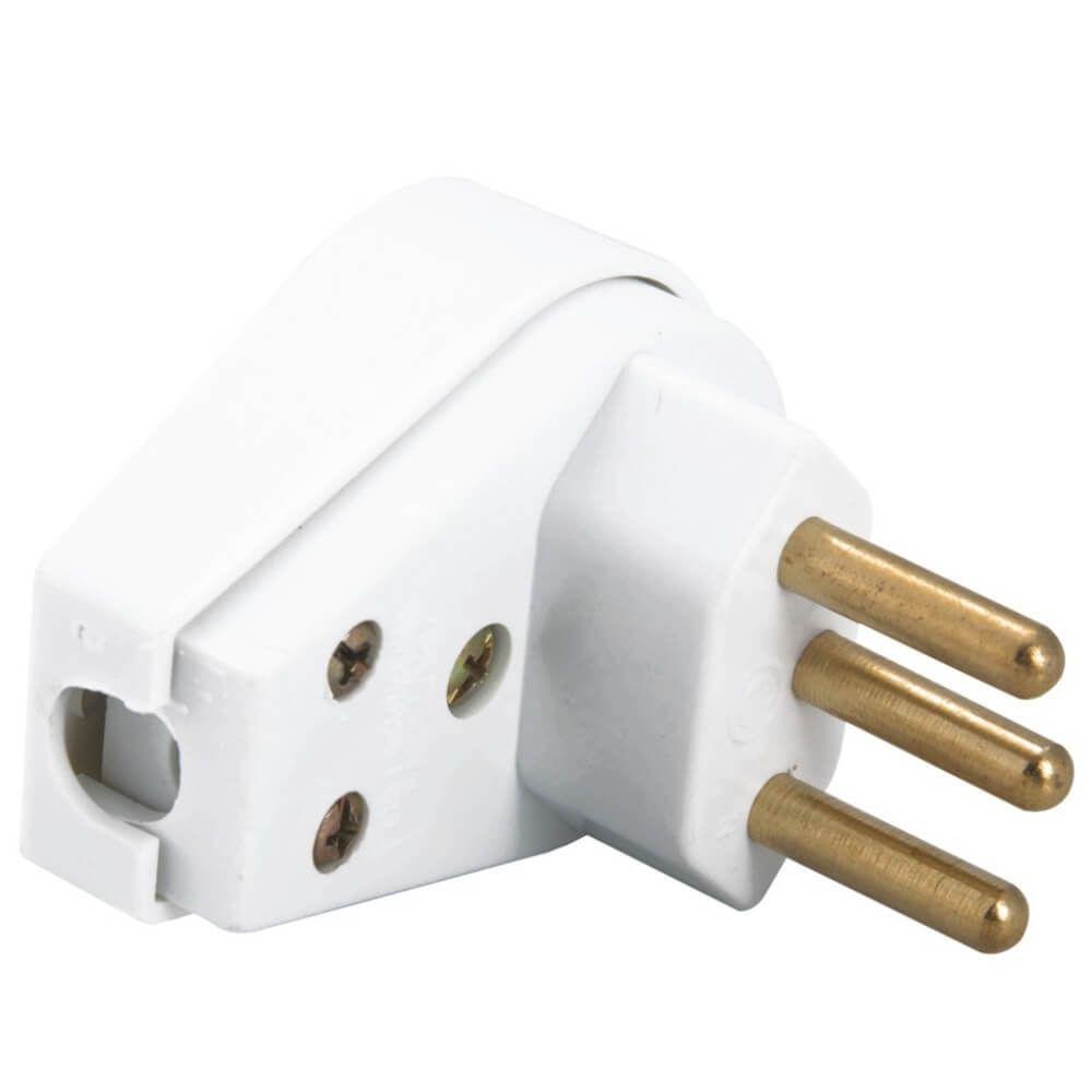 Plugue Angular 2p+t 20a 250 Volts Branco - 57402111 - Tramontina - 1