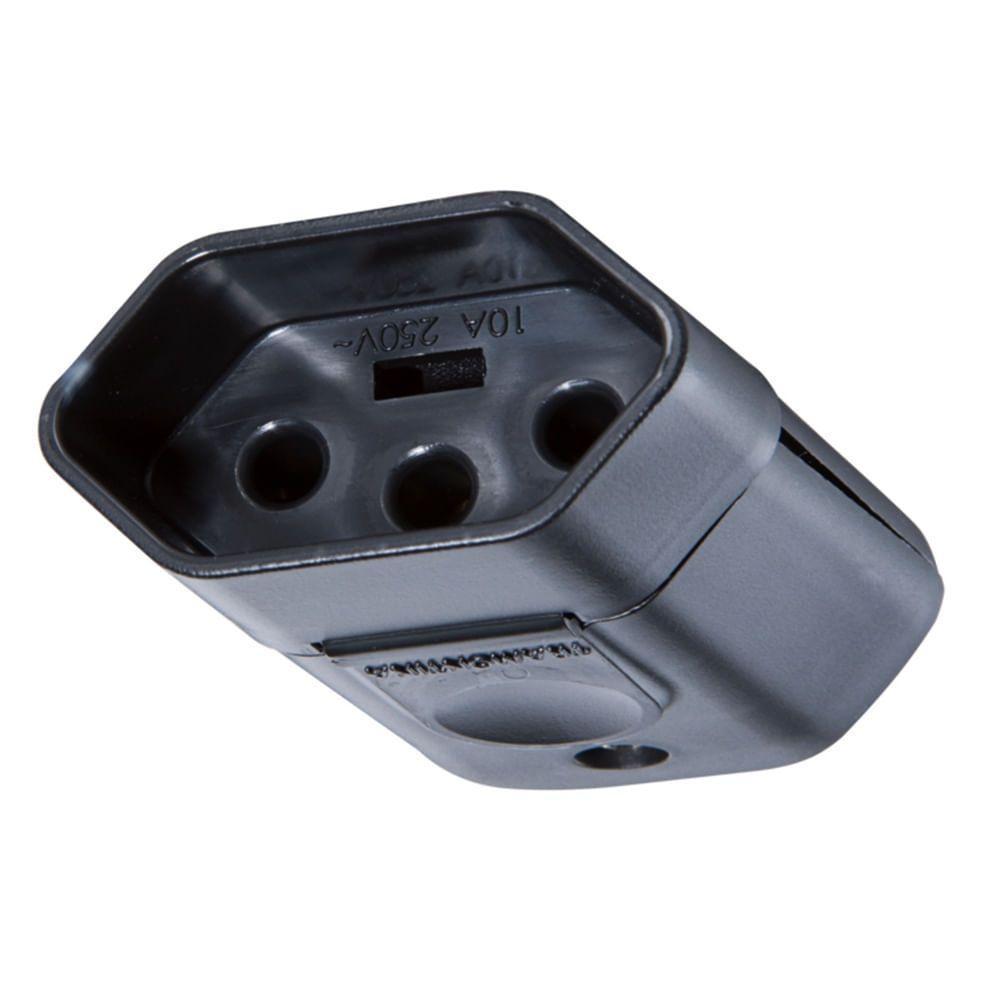 Plugue Fêmea Preto 2p+t De 10 Ampères E 250 Volts - 57403153 - Tramontina - 2