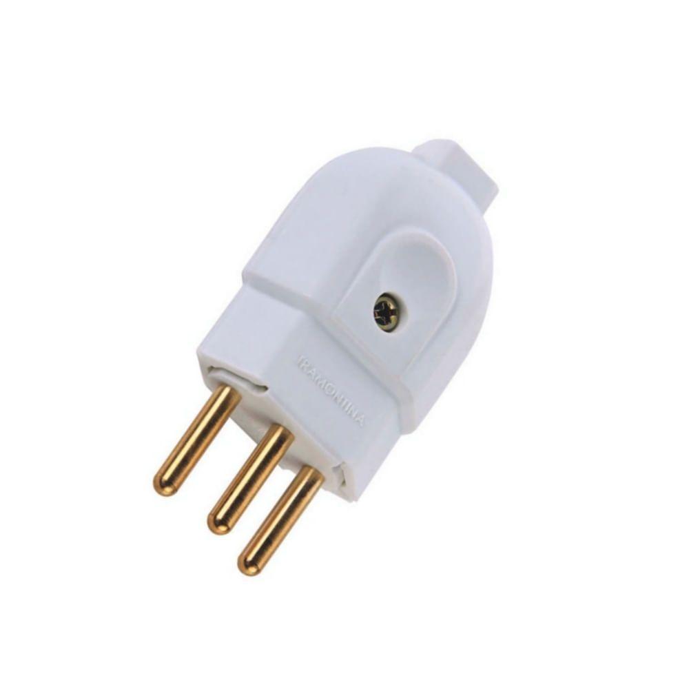 Plugue Macho Branco 2p+t De 10 Ampères E 250 Volts - 57402103 - Tramontina - 1