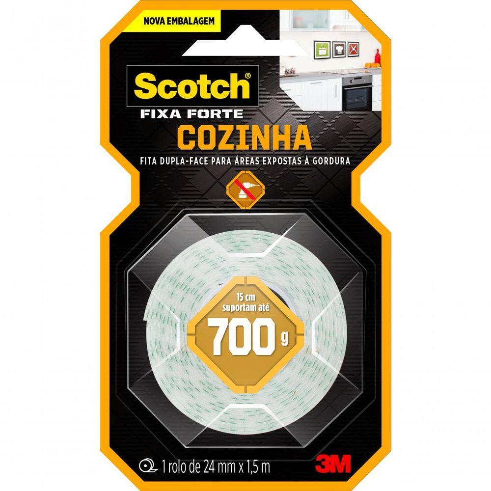Fita Dupla Face Scotch Fixa Forte Cozinha 24mm X 1,5 Metro - Hb004750160 - 3m - 1