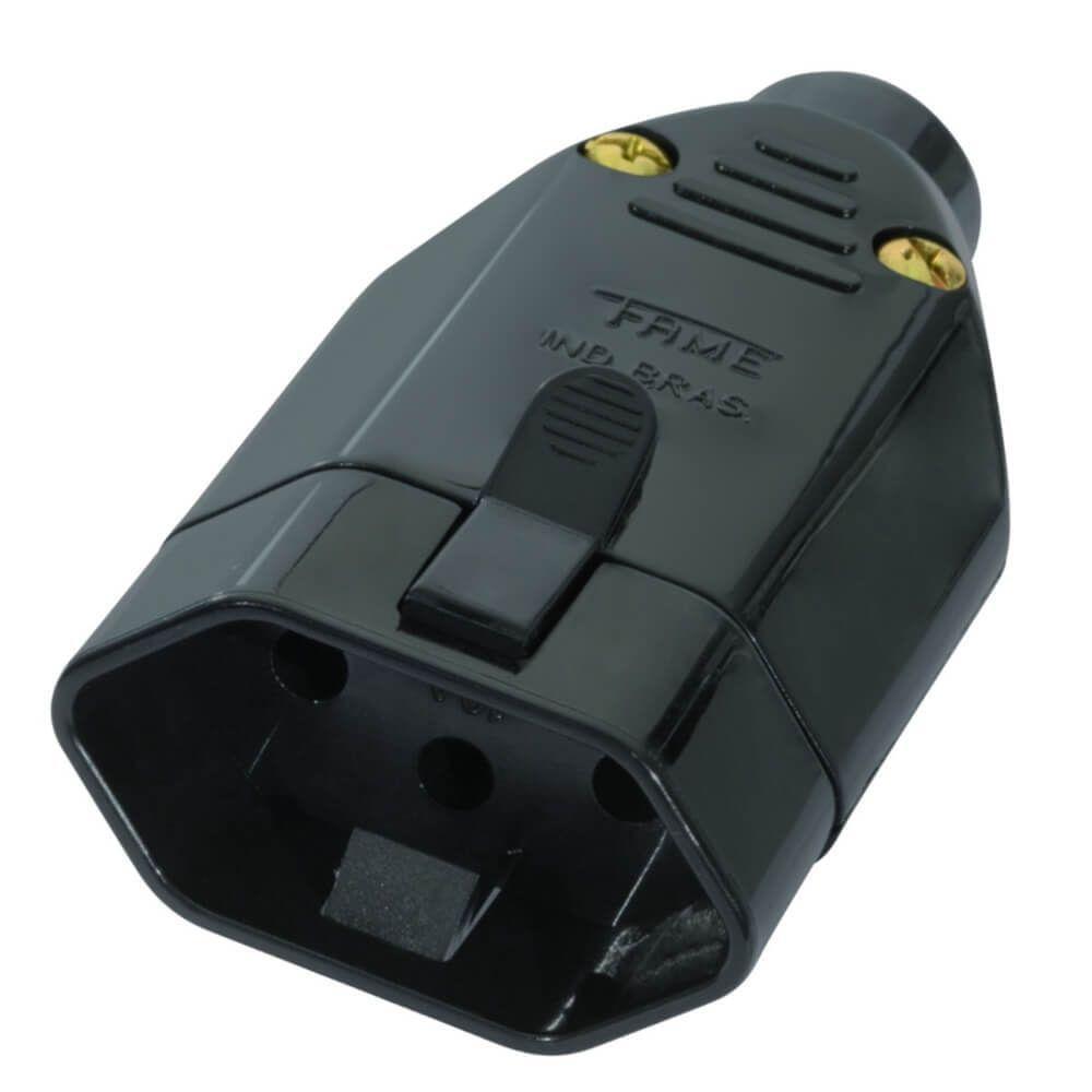 Plugue Fêmea 2p+t 10a Preto - 2146 - Fame Plugue Femea 2p+t 10a Preto Ref.2146 Fam Fame - 1