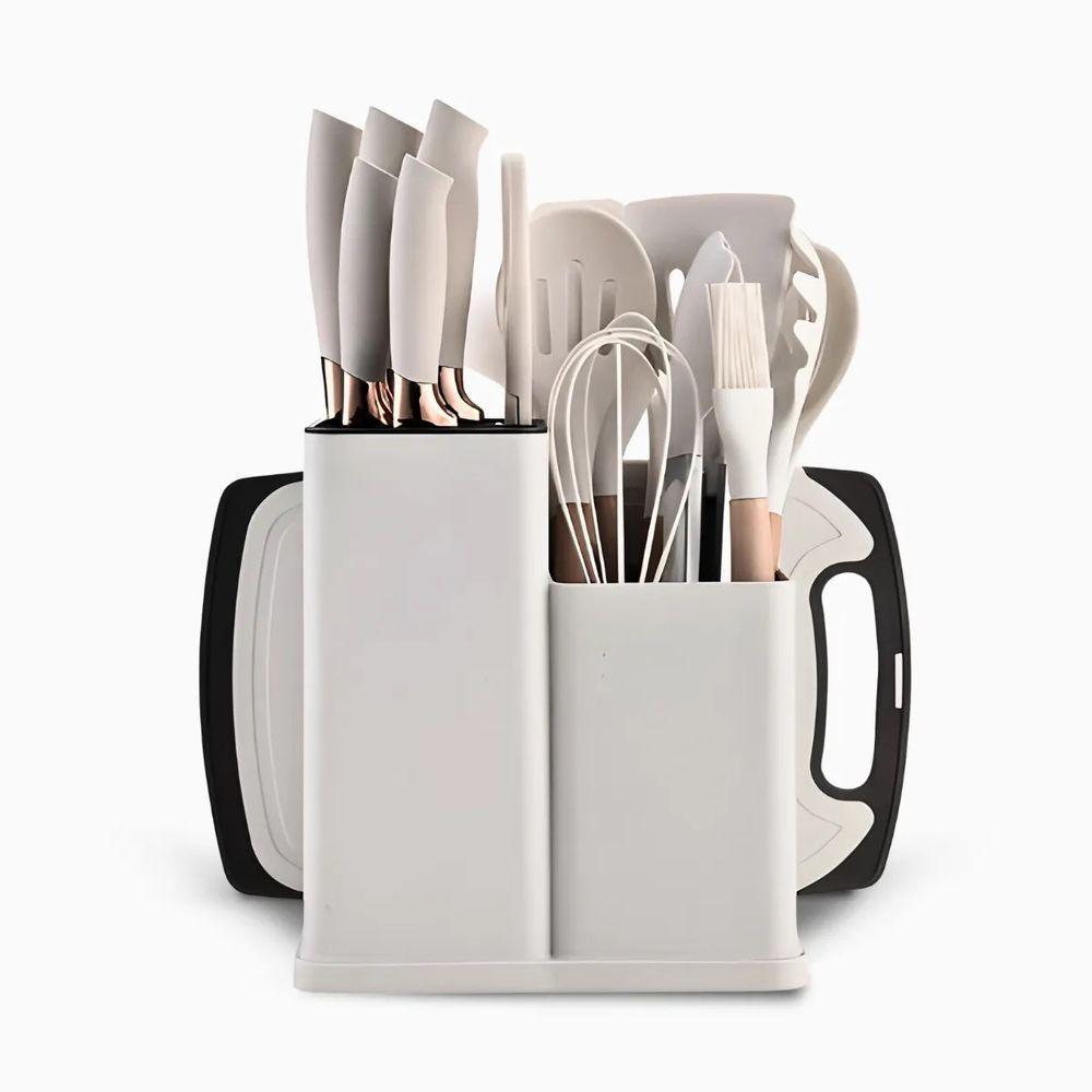 Kit Utensílios De Cozinha Jogo Completo 19 Peças Branco - 1