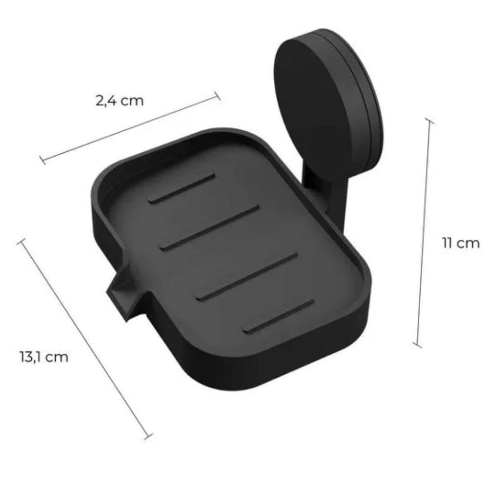 Saboneteira 13,1x2,4x11cm Com Adesivo Preto Fosco - Ad4-sab*pr-fos - Astra - 3