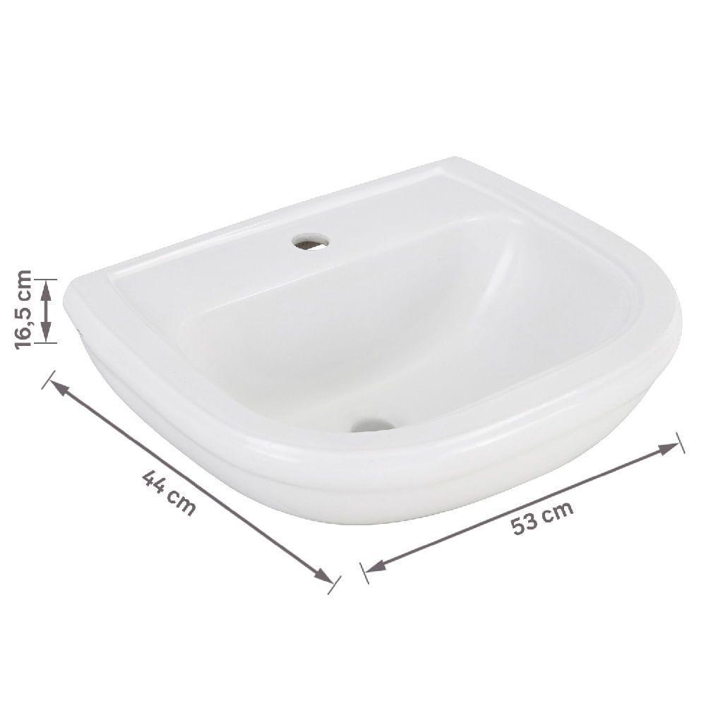 Kit Lavatório 53x44cm 11 Litros Com Coluna Sabatini Branca - Icasa Kit Lavatorio Com Coluna Sabatini Branca - 9