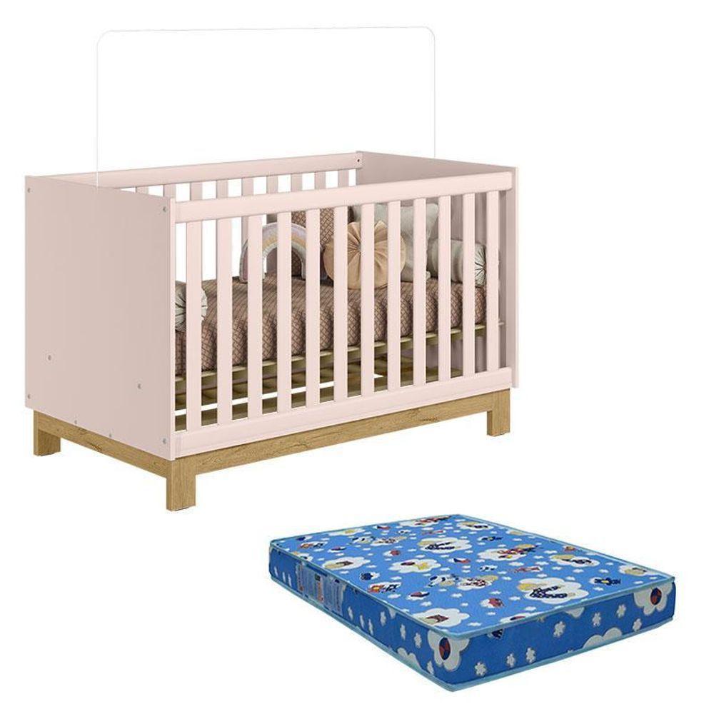 Berço Americano 4315 Q Encanto Slim Rosa Acetinado Com Colchão Tend Tudo – Qmovi - 1