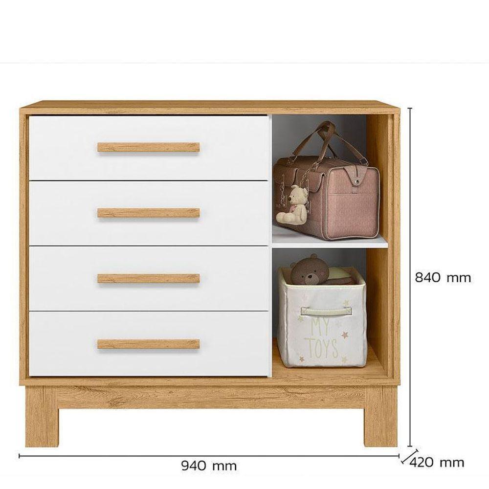 Quarto De Bebê Q Encanto Slim Freijó Toq Branco Acetinado Com Colchão Tend Tudo – Qmovi - 7