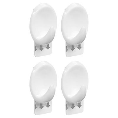 Gancho Oval Plástico Branco Com Adesivo P - 4 Unidades - Or30111 - Ordene