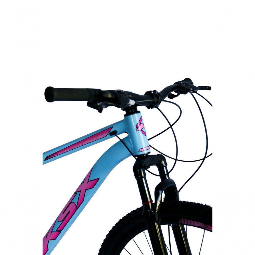 Bicicleta Aro 29 Ksx Sd7 21v Cabos Internos Alumínio Freios A Disco Garfo Suspensão Rosa Azul Tamanho 15 - 2