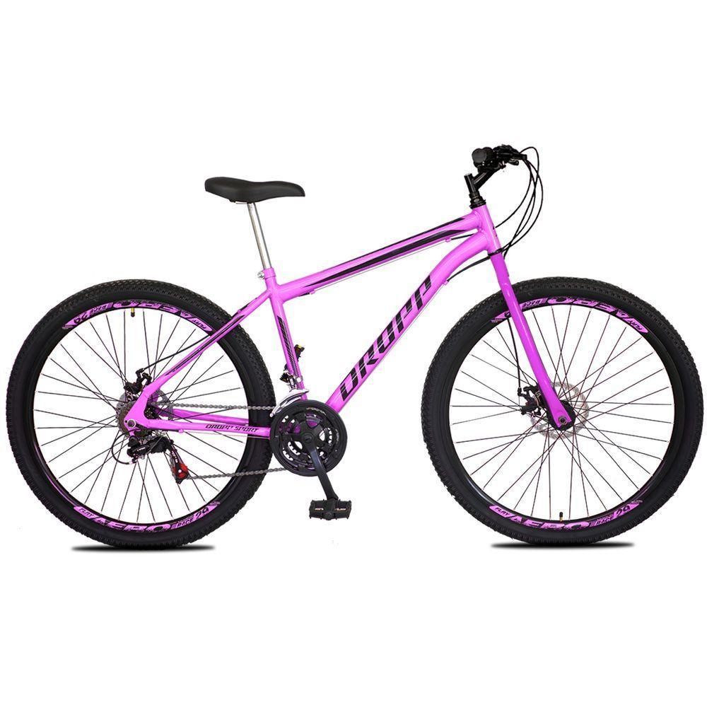 Bicicleta 29 Dropp Sport Aço 21 Marchas Freio A Disco - Rosa+preto - 18 Rosa+preto - 2
