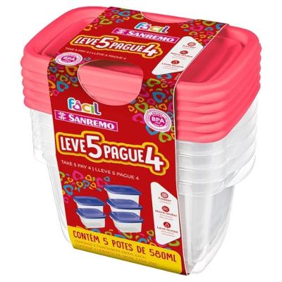 Conjunto De Pote Leve 5 Pague 4 Cores Sortidas 580ml - Sr180-7 - Sanremo Conj.pote Leve 5 Pague 4 580ml Sanremo Sr180-7