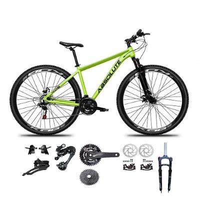 Bicicleta Aro 29 Absolute Nero 5 Kit 2x9 Gta Sunrun Freio Disco K7 Pedivela 24-38d Garfo Com Trava Verde Tam.17