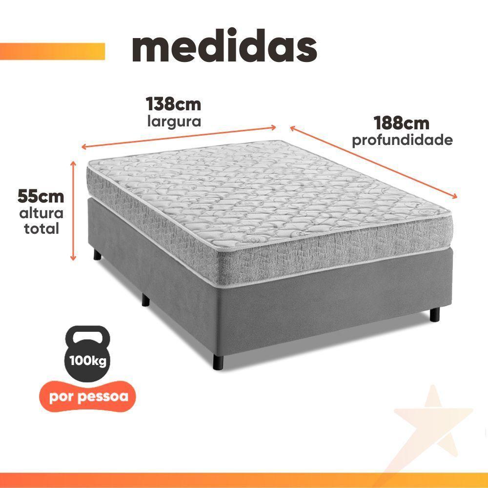 Cama Box Casal Espuma D33 Inducol Soft 138x188x55cm Cbp Cinza - 3