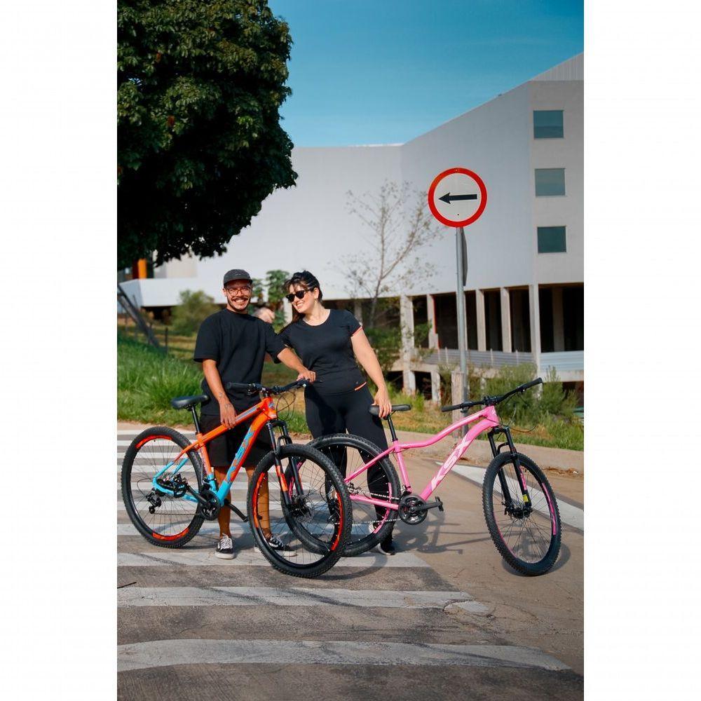 Bicicleta Aro 29 Ksx Sd7 Feminina 21v Cabos Internos Alumínio Freios A Disco Garfo Suspensão Rosa Verde Tamanho 17 - 6