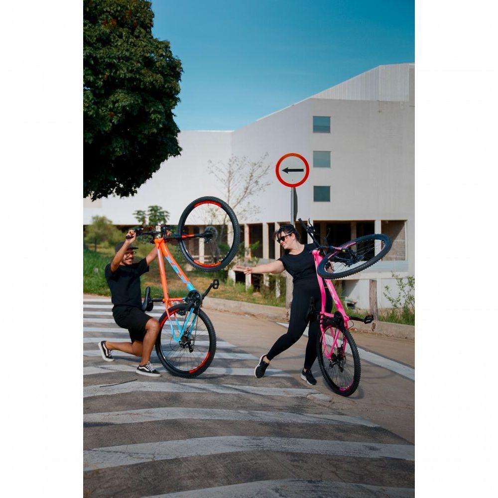 Bicicleta Aro 29 Ksx Sd7 Feminina 21v Cabos Internos Alumínio Freios A Disco Garfo Suspensão Rosa Verde Tamanho 17 - 7