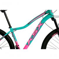Bicicleta Aro 29 Ksx Sd7 Feminina 21v Cabos Internos Alumínio Freios A Disco Garfo Suspensão Rosa Verde Tamanho 17 - 2