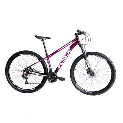 Bicicleta Aro 29 Ksx Sd7 21v Cabos Internos Alumínio Freios A Disco Garfo Suspensão Preto Roxo Tamanho 15