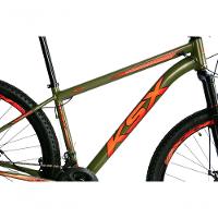 Bicicleta Aro 29 Ksx Sd7 21v Cabos Internos Alumínio Freios A Disco Garfo Suspensão Verde Militar Laranja Tamanho 15 - 2
