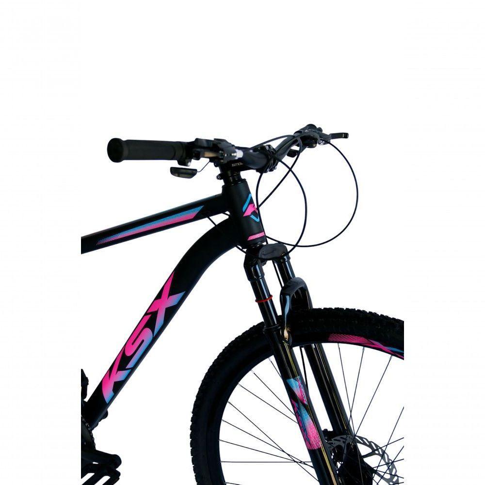 Bicicleta Aro 29 Ksx Sd7 21v Cabos Internos Alumínio Freios A Disco Garfo Suspensão Preto Pink Azul Tamanho 17 - 3