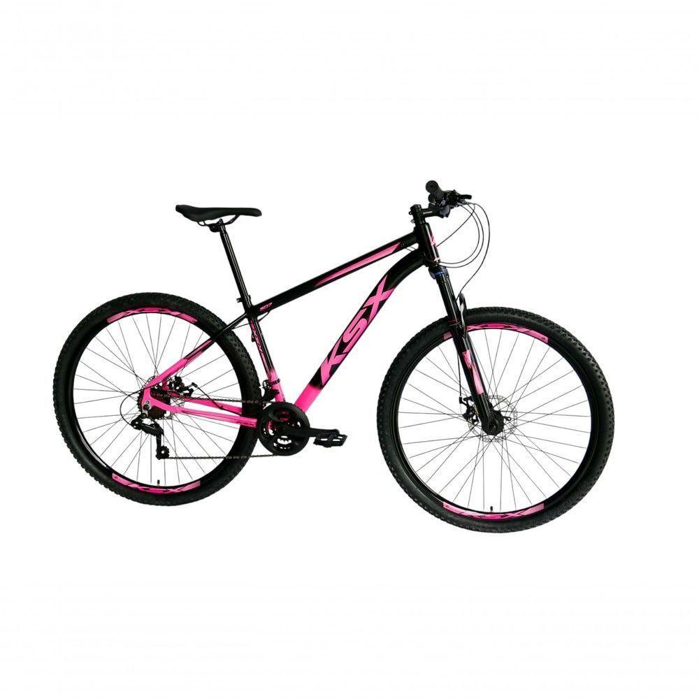 Bicicleta Aro 29 Ksx Sd7 21v Cabos Internos Alumínio Freios A Disco Garfo Suspensão Rosa Preto Tamanho 19 - 1