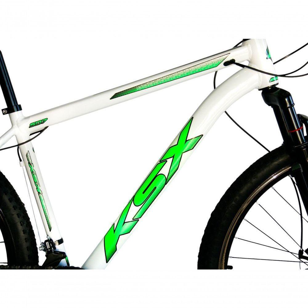 Bicicleta Aro 29 Ksx Sd7 21v Cabos Internos Alumínio Freios A Disco Garfo Suspensão Branco Verde Tamanho 19 - 2