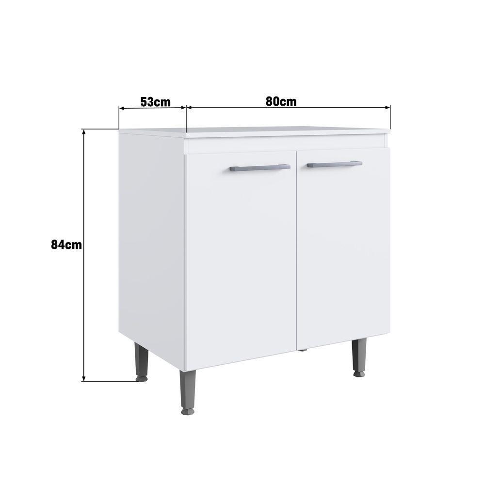 Armário De Cozinha Com Balcão E 2 Portas Para Cooktop 4 Bocas Branco - 4